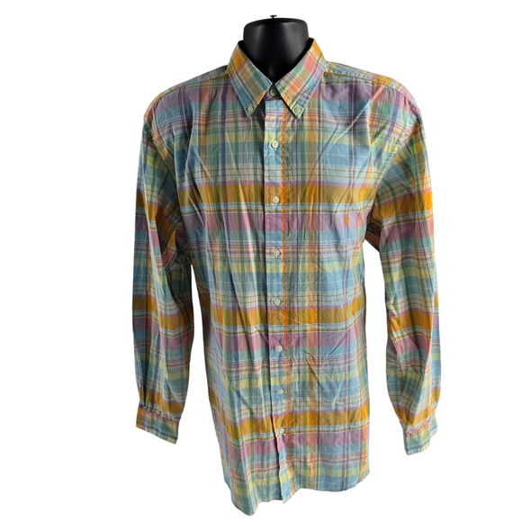 Ralph Lauren Beach Twill Plaid Shirt Mens Long Sleeve Button Down LT Tall - Picture 1 of 9